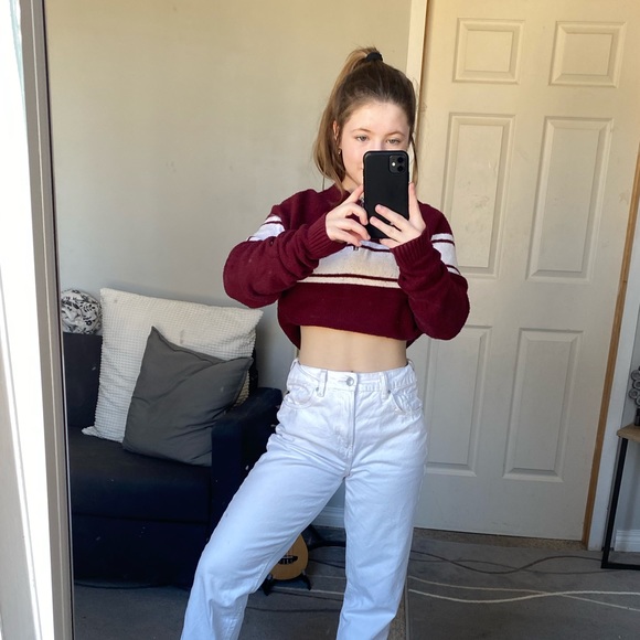 Hollister Red and White Zip-Ip Sweater - Picture 10 of 12